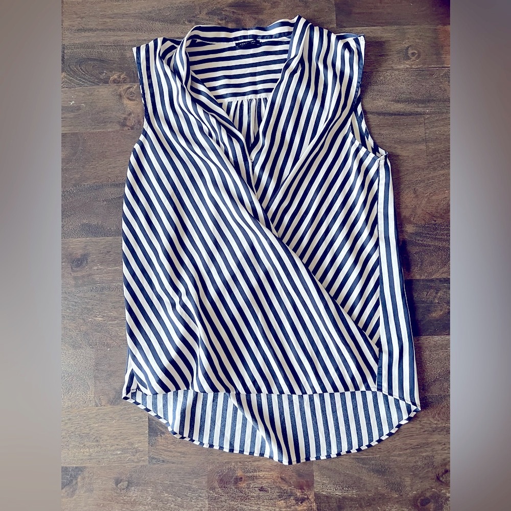 Striped Sleeveless Top - Navy and Cream